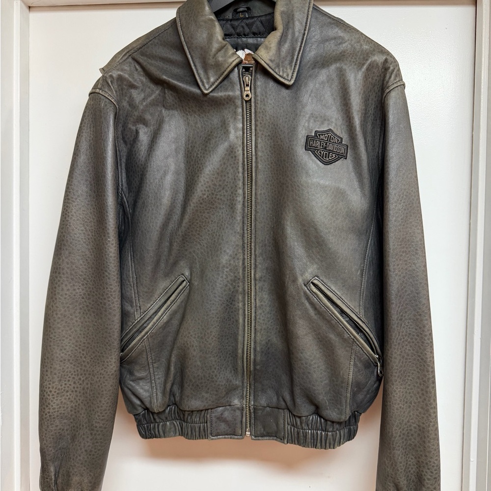 Harley-Davidson Men's Black Leather Bomber Jacket